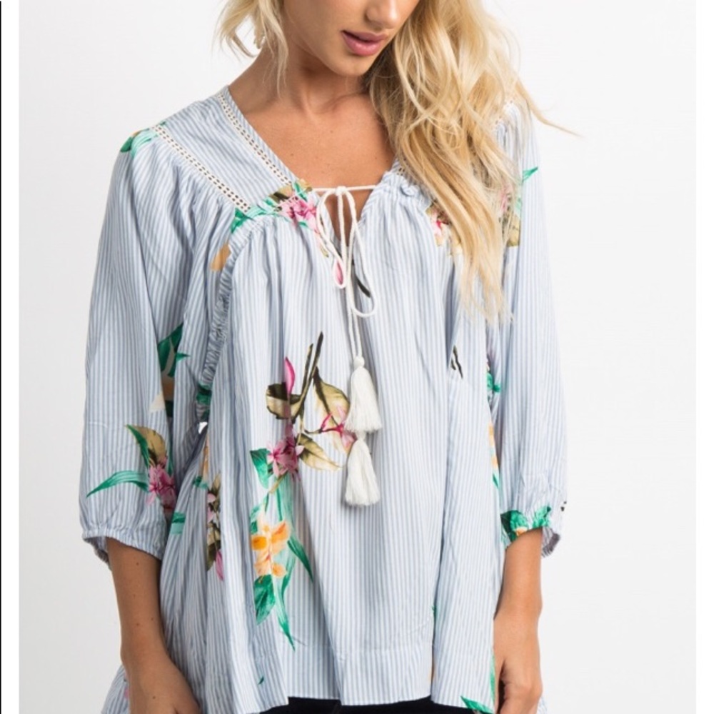 PinkBlush Maternity pinstripe and floral top